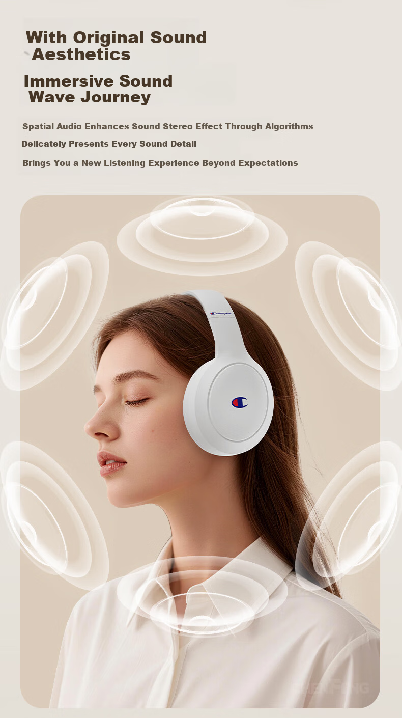 Champion Wireless Bluetooth Earbuds for Computer and Mobile, Noise-Cancelling Gaming Headset, Long Battery Life, Trendy Series CH22 Beige 8