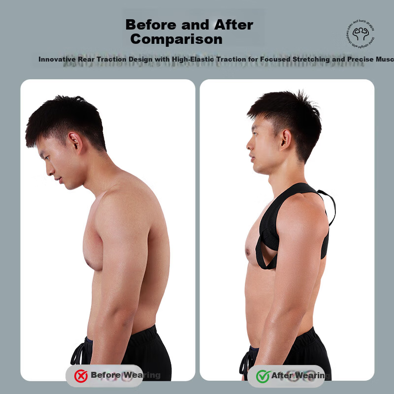 JEEP Open Shoulder Posture Corrector Back Straightening Chest Support Shoulder Training Functional Underwear Top Black L