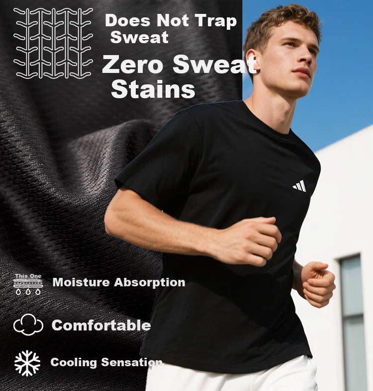 Adidas Men's Summer Quick-Dry Casual Breathable Sports Running Training T-Shirt 2