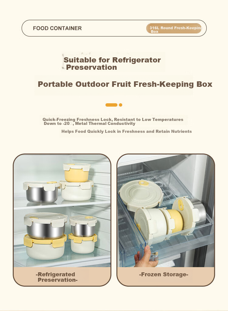 Wuxinzhizao 316L Stainless Steel Sealed Lunch Box with Lid Microwaveable Fruit Bento Box Natural Color 300ml 4