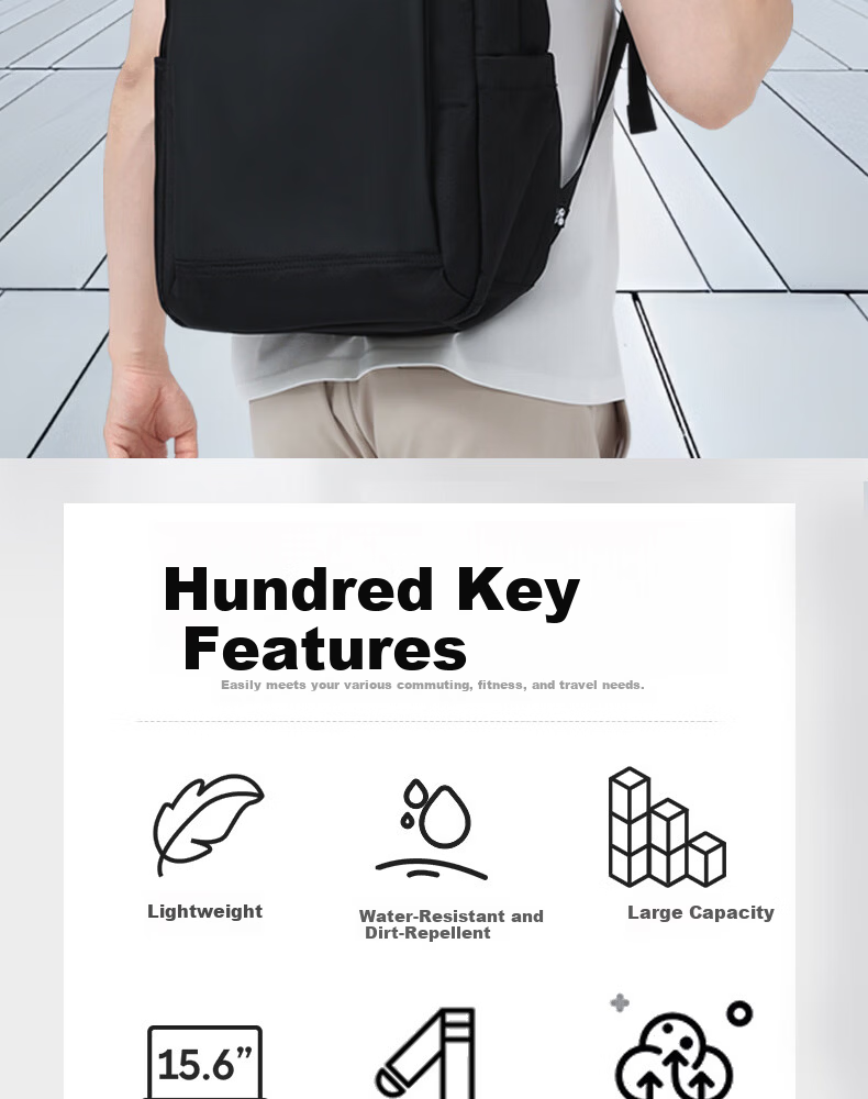 LI-NING Large Capacity Business Travel Backpack Unisex Outdoor Casual School Bag for High School, Middle School, and College Students 2