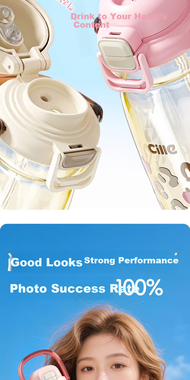 Cille PPSU Straw Cup High-Value Portable Large Capacity Water Bottle for Girls Summer Kids Outdoor Cup 5