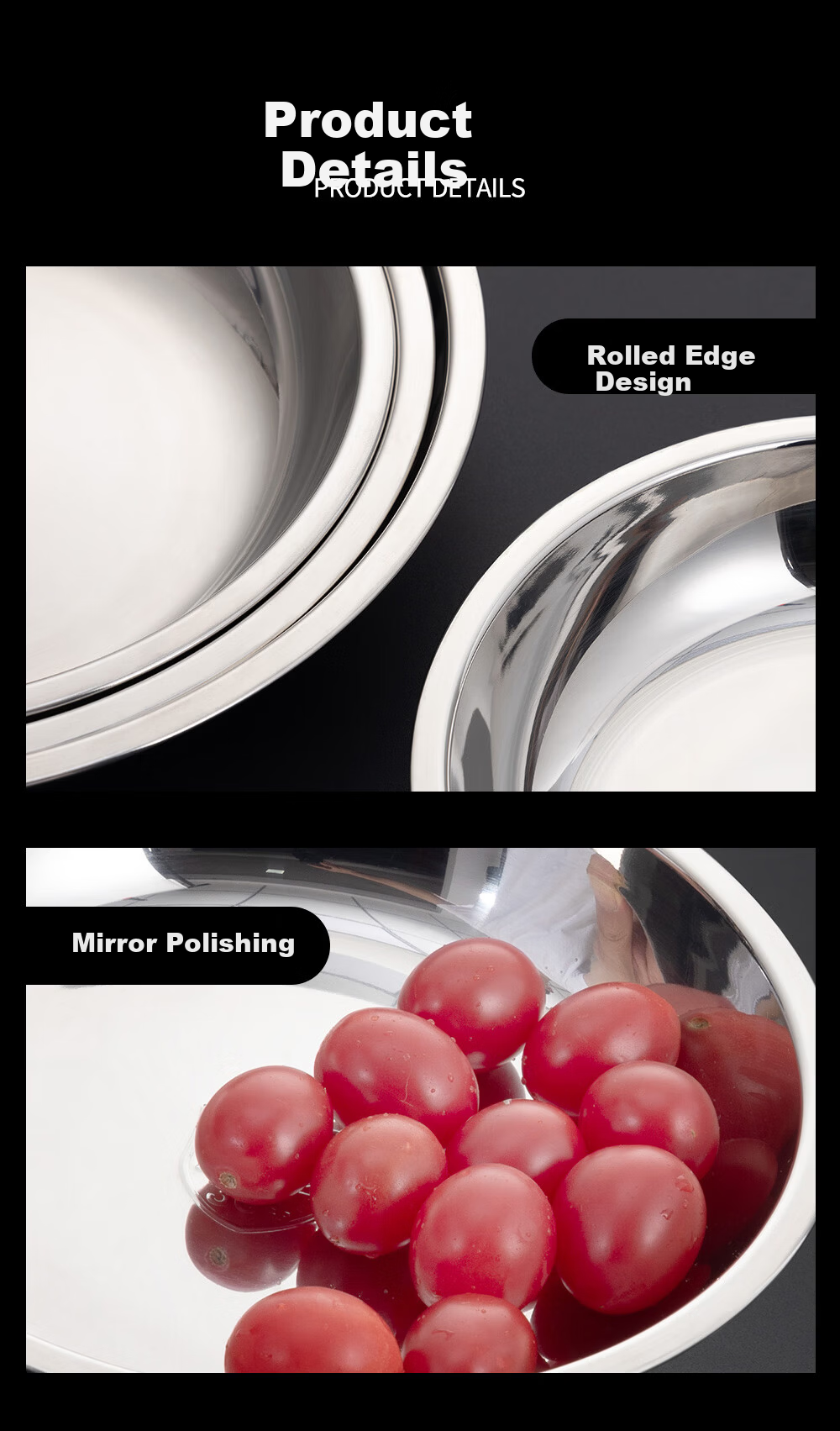 Golden Key 304 Stainless Steel Thickened Shallow Round Tray Commercial Kitchen Prep Bowl 22cm Vegetable Washing Household Food Prep Basin GK-Z22B2 9
