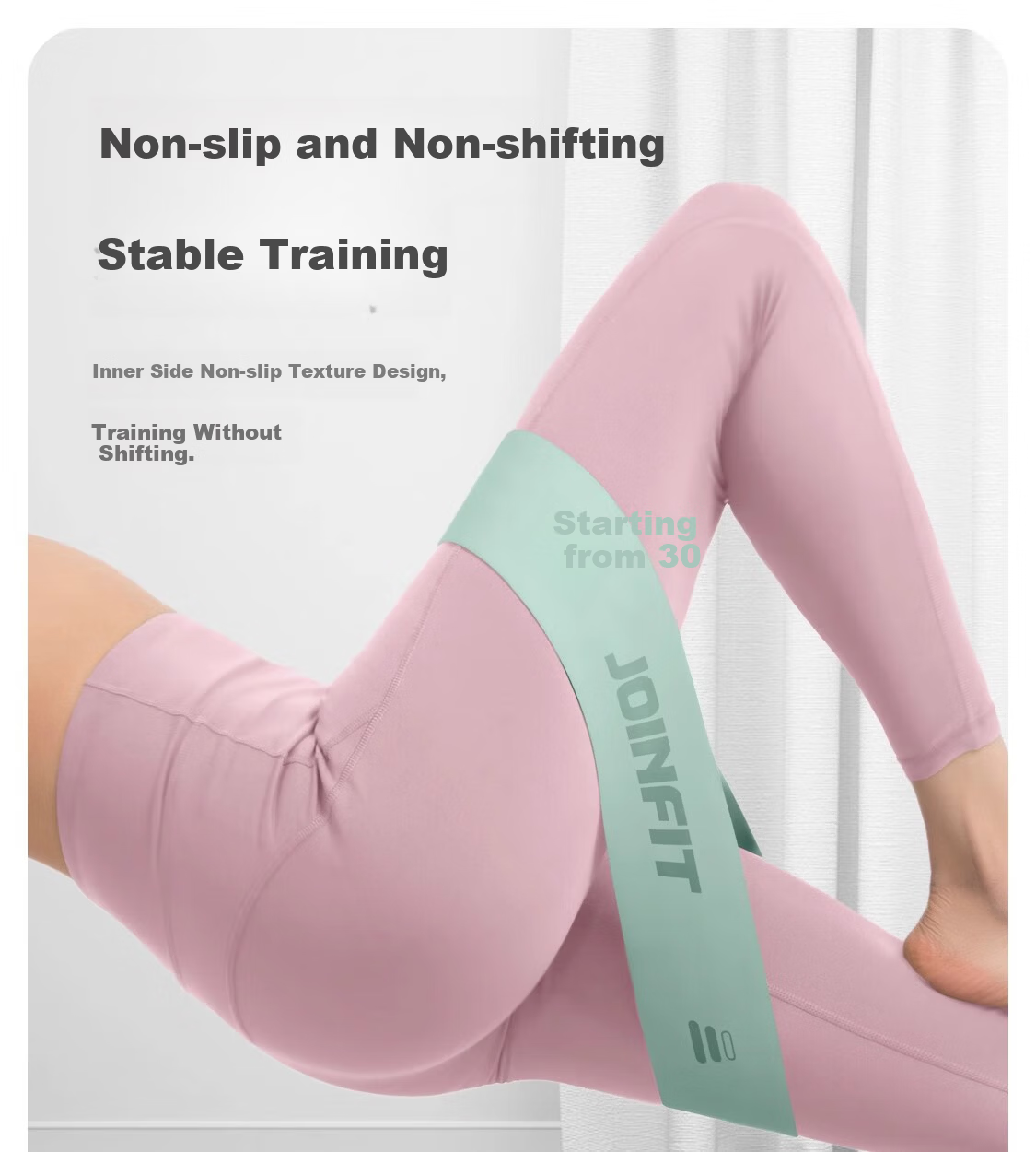 JOINFIT Silicone Resistance Band Fitness Yoga Hip Trainer 20lbs Floral Pink F.R.007A-J 14