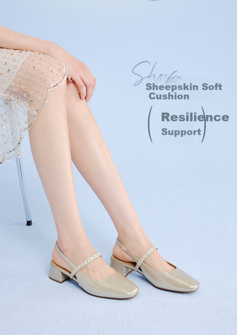 BASTO 26 Summer Open Back Sandals Fashion Trendy Commuter Women's Shoes F5085BH6 Light Gold Size 39 4