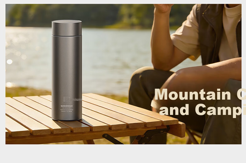 KAMJOVE Titanium Insulated Water Bottle Pure Titanium Inner and Outer Cup Portable Tea Cup for Men and Women 10