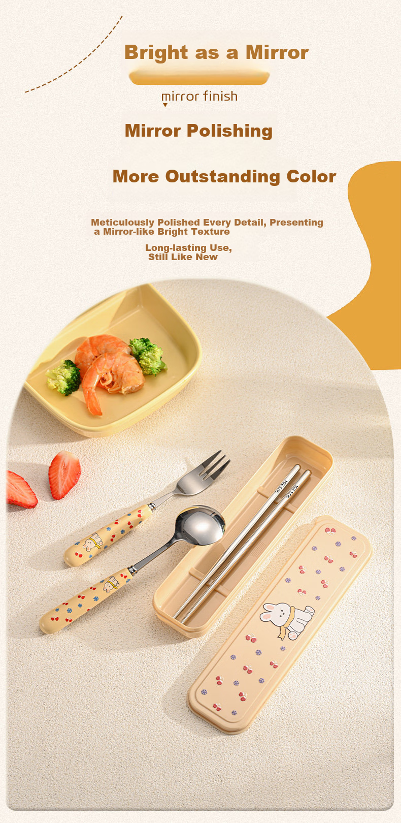 Cilock Portable Chopsticks and Spoon Set 304 Stainless Steel Balloon Dog Three-Piece Lunchware for Students and Office Workers 5