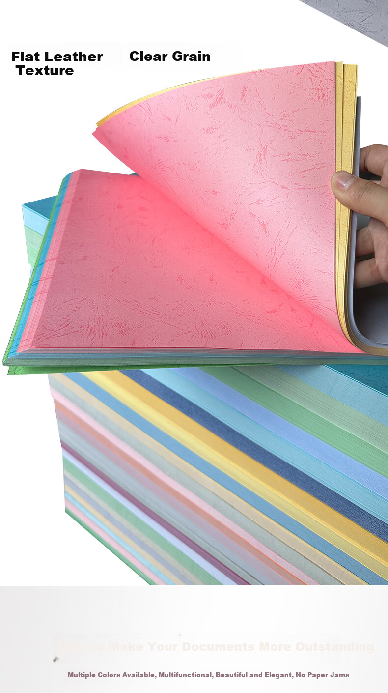 Doton 180g A3+++ Flat Leather Texture Paper 297*480mm Silver Gray 100 Sheets Glue Binding Machine Faux Leather Texture Paper Document Contract Cover Cloud Paper 3