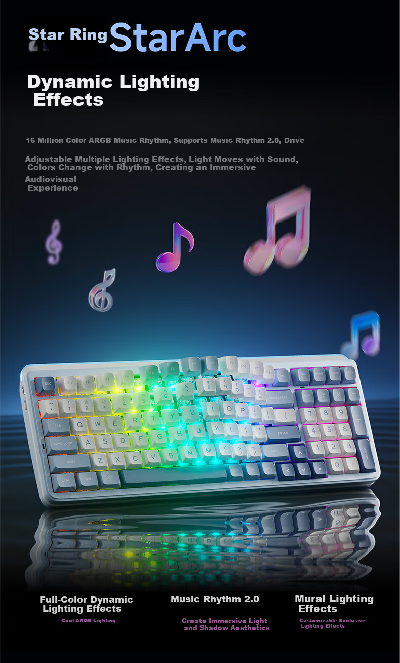 EWEADN ES98 Wireless Custom Mechanical Keyboard Wired Bluetooth Tri-Mode Gaming Office Dual 8K Report Rate Gasket Structure Hot-Swappable Full-Key Laptop Peripheral 9