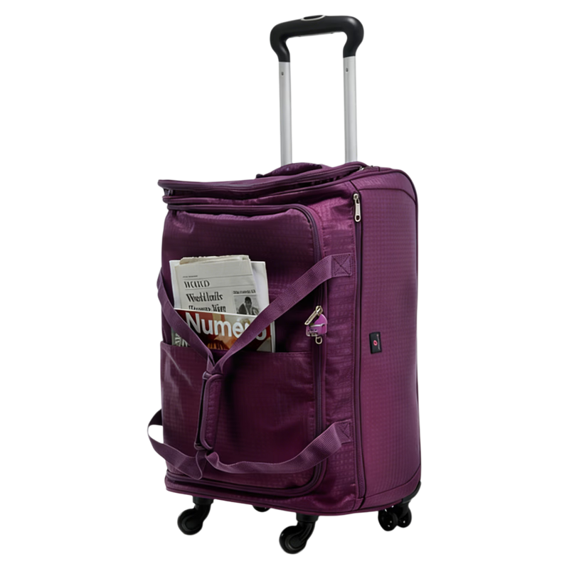 LUCKY CLUB Trolley Bag Travel Bag Oxford Cloth Handheld Canvas Large Capacity Luggage Bag, 24-Inch Mysterious Purple with Universal Wheels