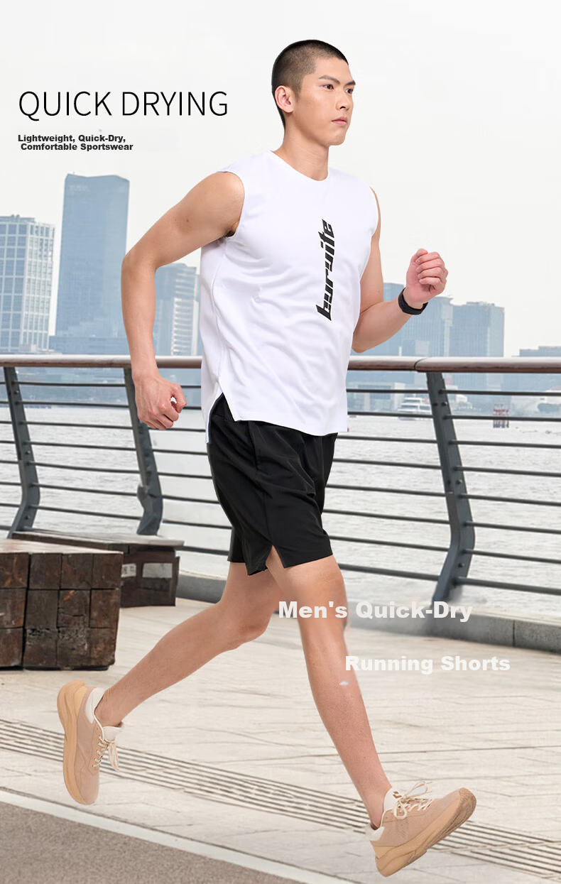 BURUITE Men's Sports Shorts Running Fitness Quick-Dry Casual Five-Point Summer Training Ice Silk Lightweight Woven Beach Basketball Pants 1