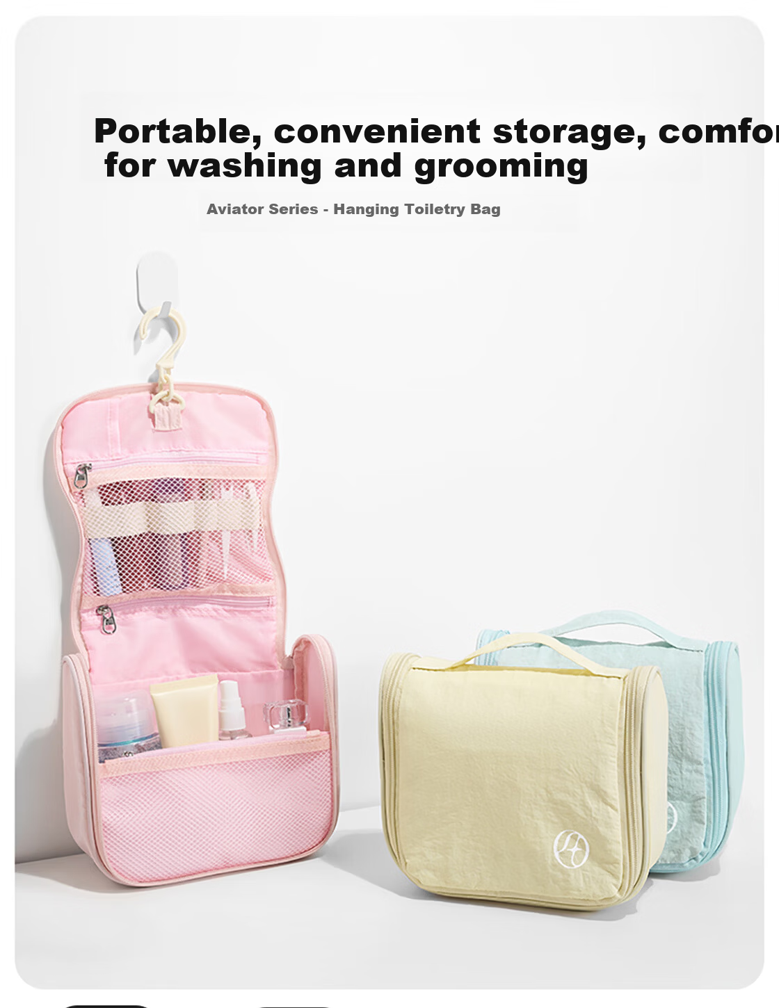 MINISO Aviator Series Hanging Toiletry Bag Pink 1