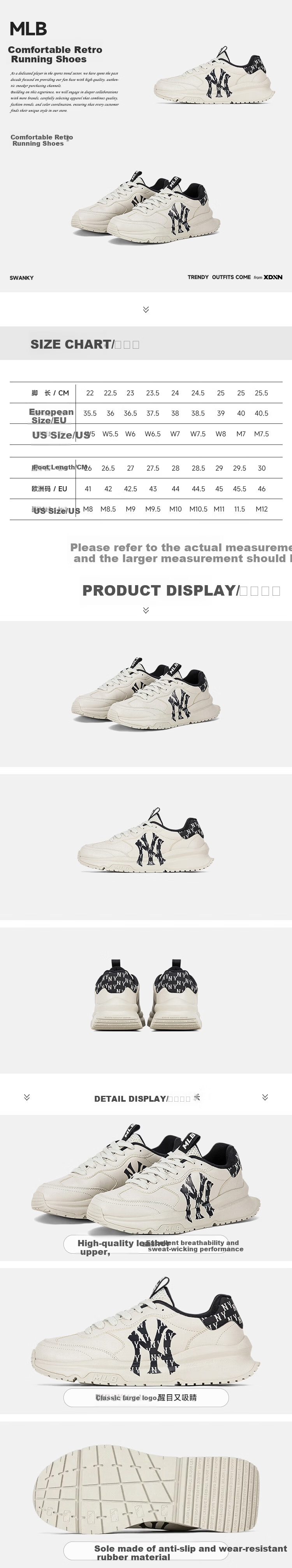 MLB Unisex Casual Shoes Retro Fashion Trendy Low-top Running Shoes 3ASHCRM3N50BKS Size 37.5 (235mm) 1