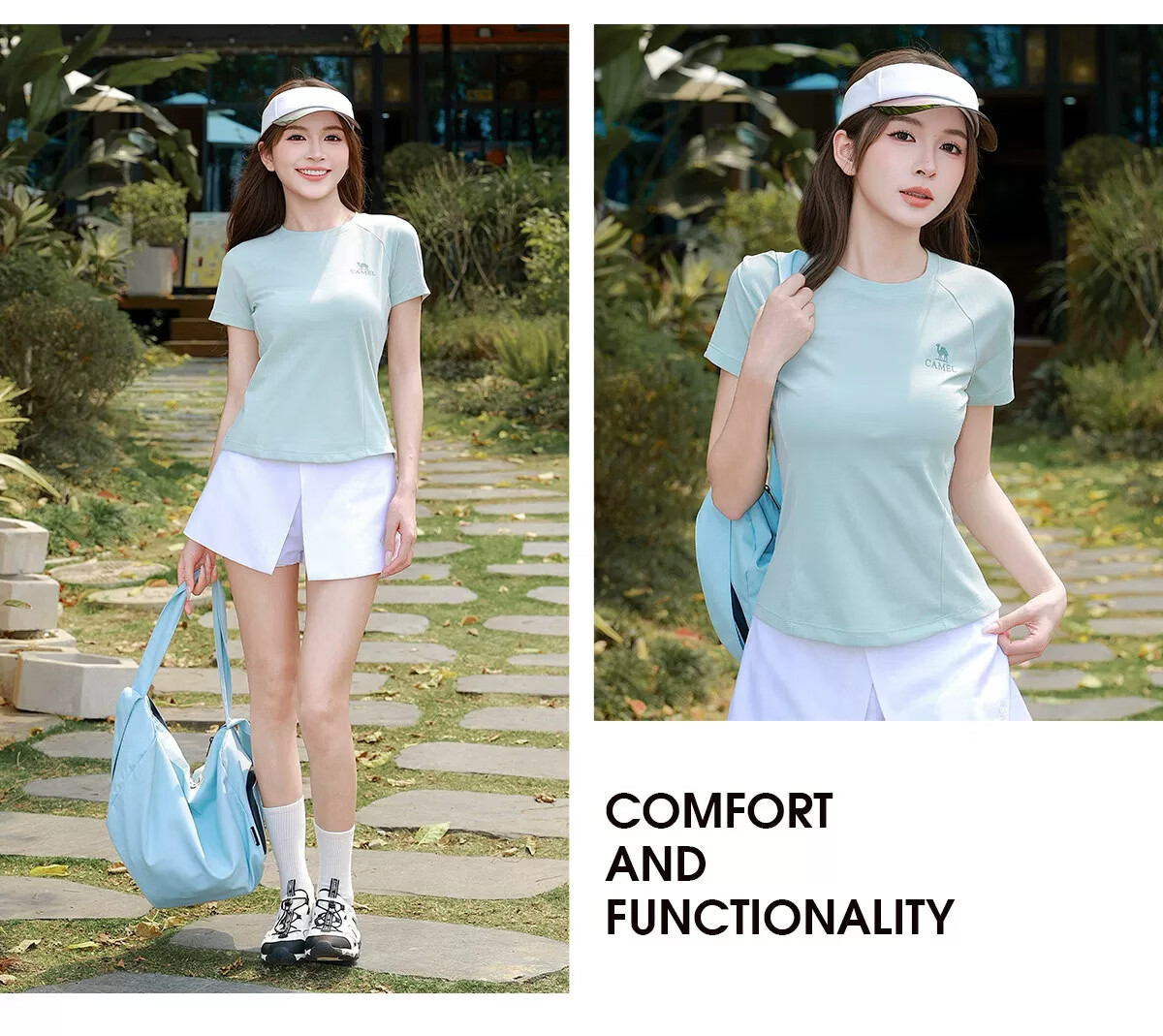 CAMEL [Toray Fabric] Outdoor Quick-Dry T-Shirt Women 2026 Spring Summer Short Sleeve Stretch Breathable Sweat-Absorbing Sports Top Men 8090 4