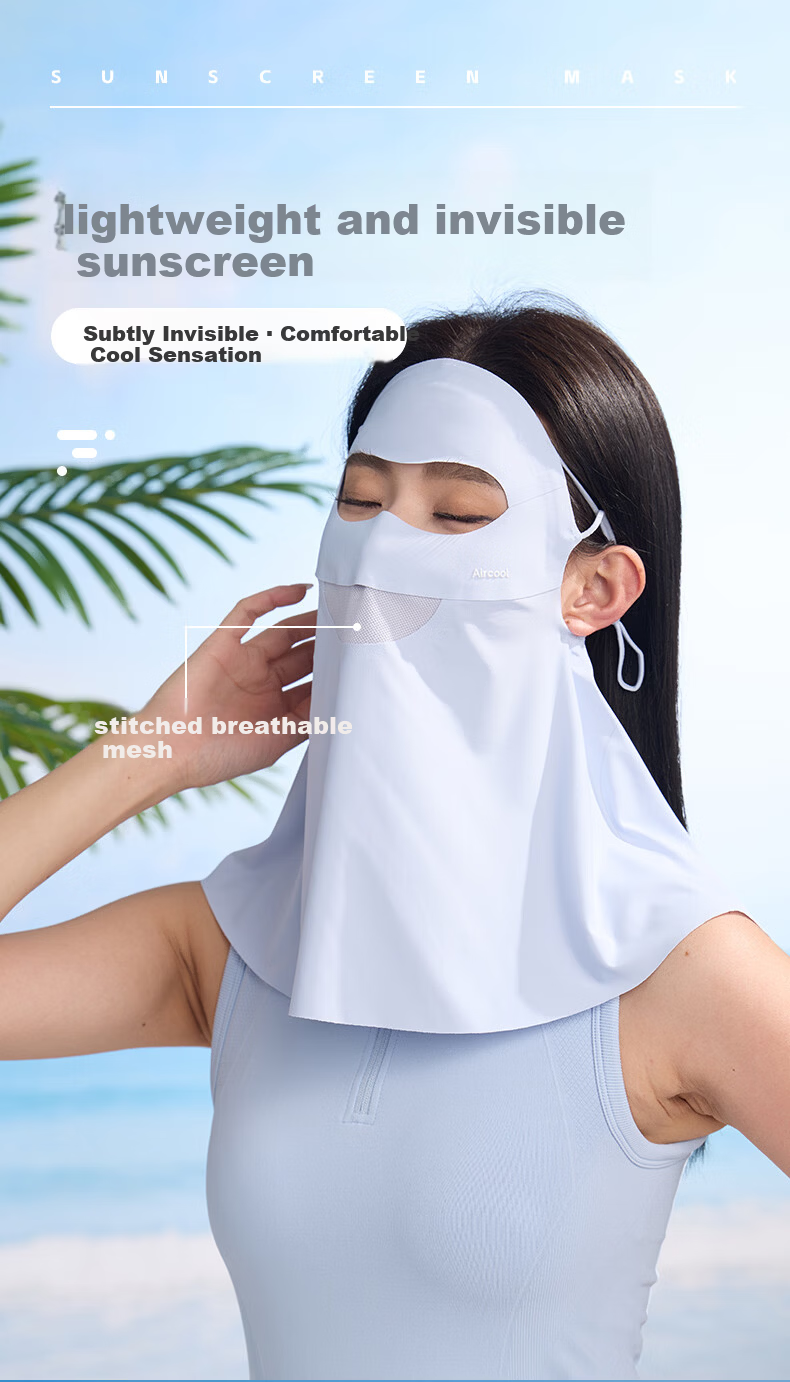 40,000 KM Sunscreen Mask for Women UV Protection Cloud Oxygen Mesh Patch Breathable Anti-Drop Ear Hook Design Lotus Pink 2