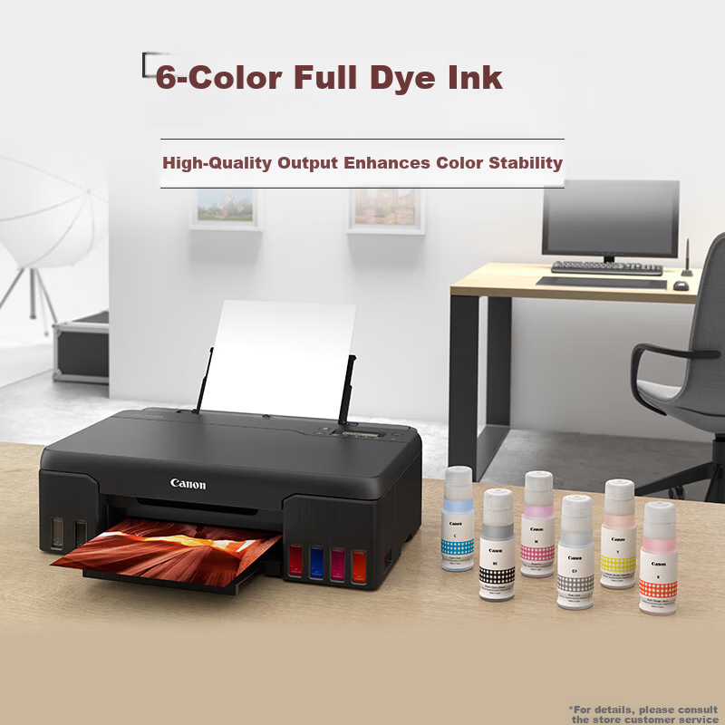 Canon G580 6-Color Refillable Ink Photo Printer (Single-Sided WiFi/WeChat Remote Printing, Low-Cost High-Volume Photo Printing, Home Use)