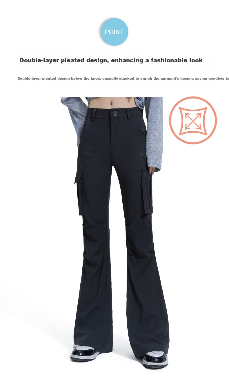 Zauo Korean Zauo Workwear Sun Protection Pants Flared Spring Summer New High Waist Slimming Flare Pants UV Protection Casual Pants 9