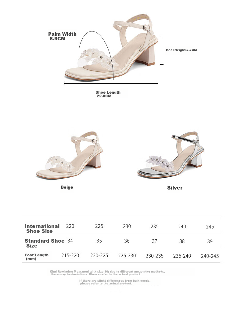 ZHR Women's Summer Sandals Fairy Style Thick High Heels Open Toe One-Strap Shoes with Skirt KN139 Beige Size 35 4