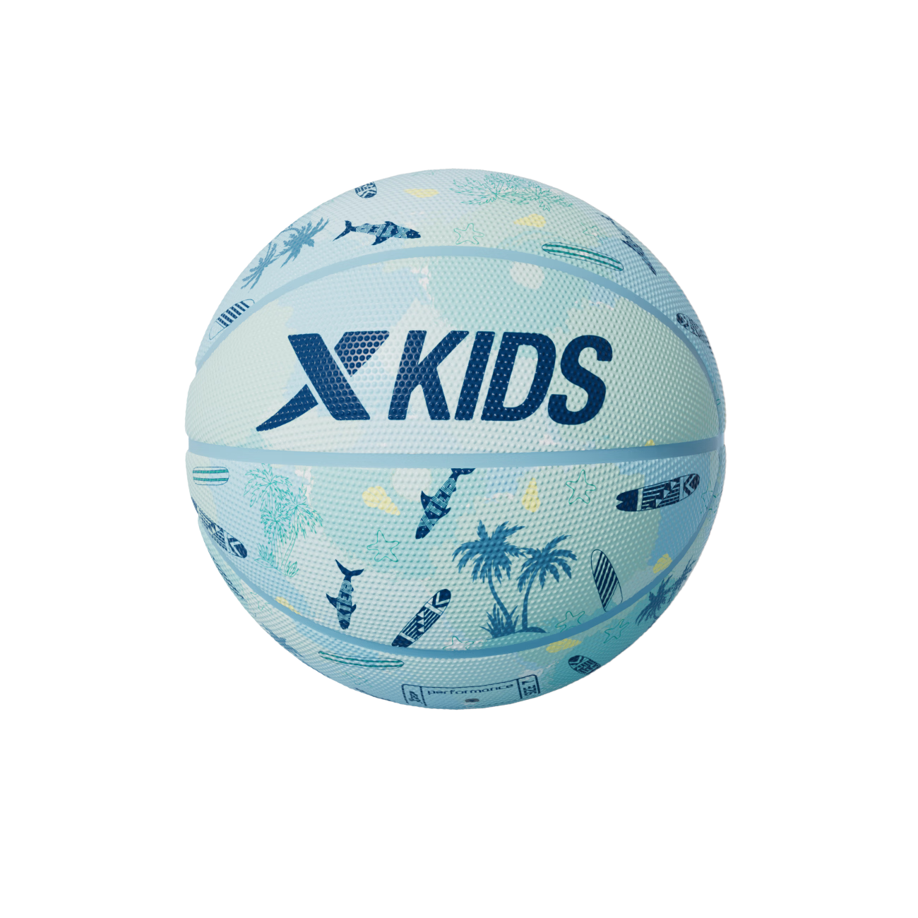 Xtep Kids Basketball Island Holiday Outdoor Training Durable Ball Light Blue Size 5