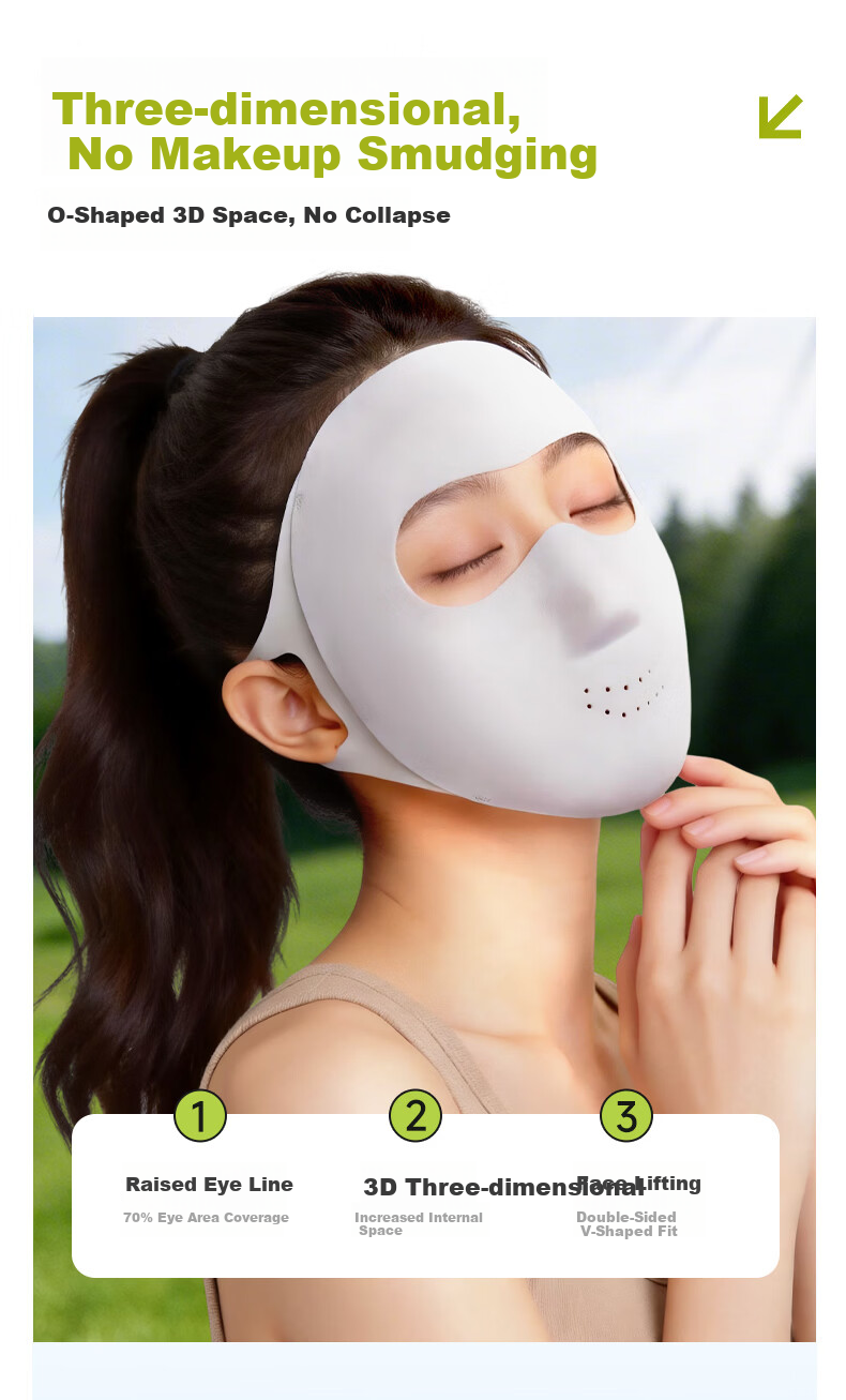 LI-NING Women's UV Protection Full Face Sun Mask Lightweight Seamless Breathable Outdoor Running Sunshade Mask 12