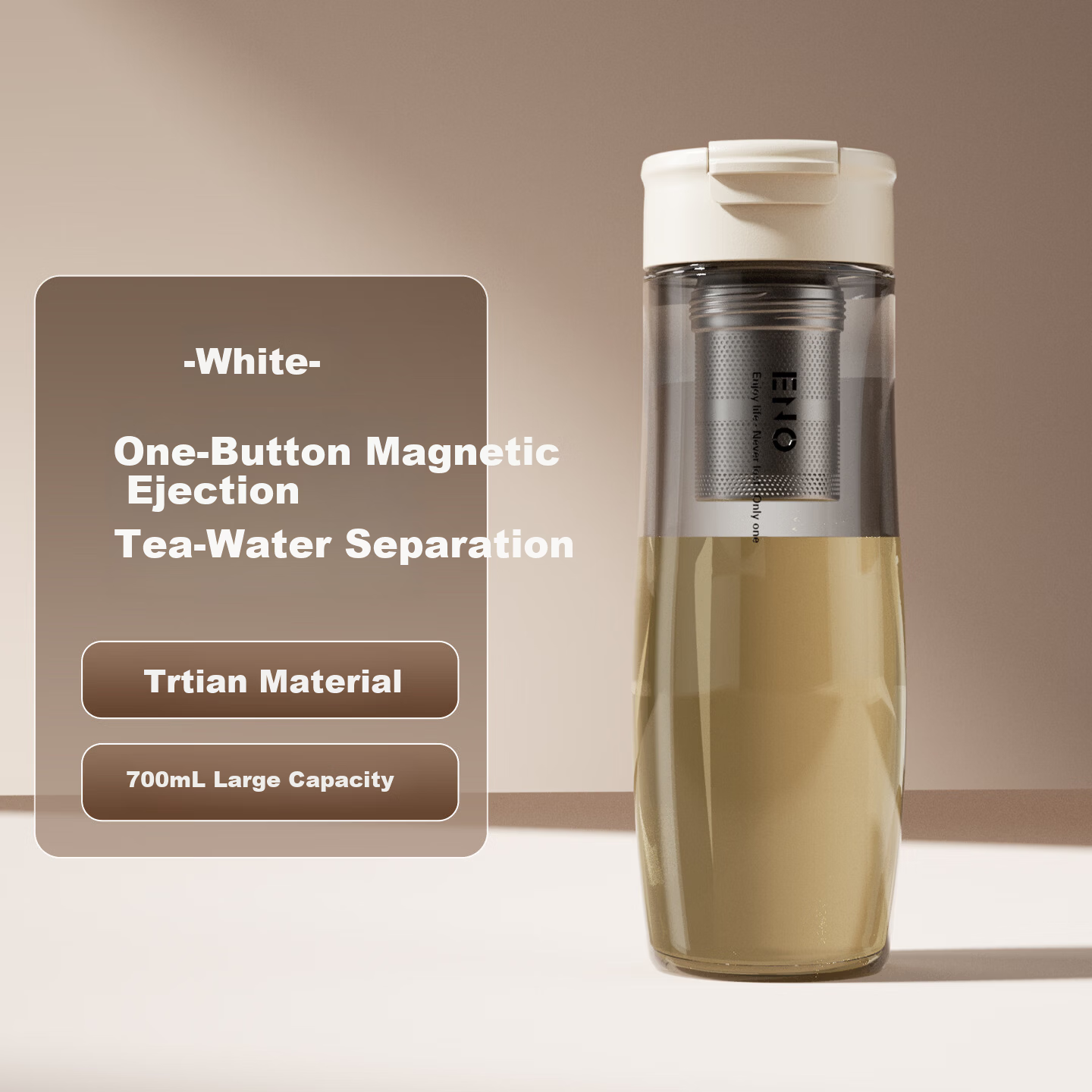 ENO Magnetic Infuser Tea Cup Tritan Sports Water Bottle Large Capacity High Temperature Resistant Portable Plastic Cup for Men