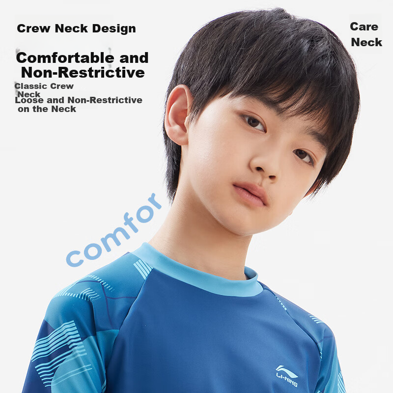 LI-NING Boys' Kids Swimwear Set Youth Two-Piece Swimsuit with Swim Cap Blue Size 150 (42-67)