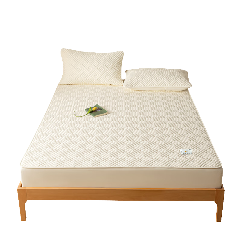 Wuyinliangpin Waterproof Urine-Proof Quilted Fitted Sheet, Single Piece for Double Bed, 1.8x2 Meter Bed Cover, Mattress Protector for 1.8 Meter Bed