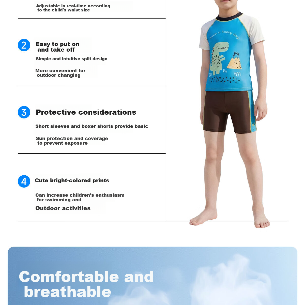 361° Children's Swimwear, Boys' Two-Piece Swimsuit for Young And Older Kids, Swimming Trunks Set, Student Sports Hot Spring Swimwear 5