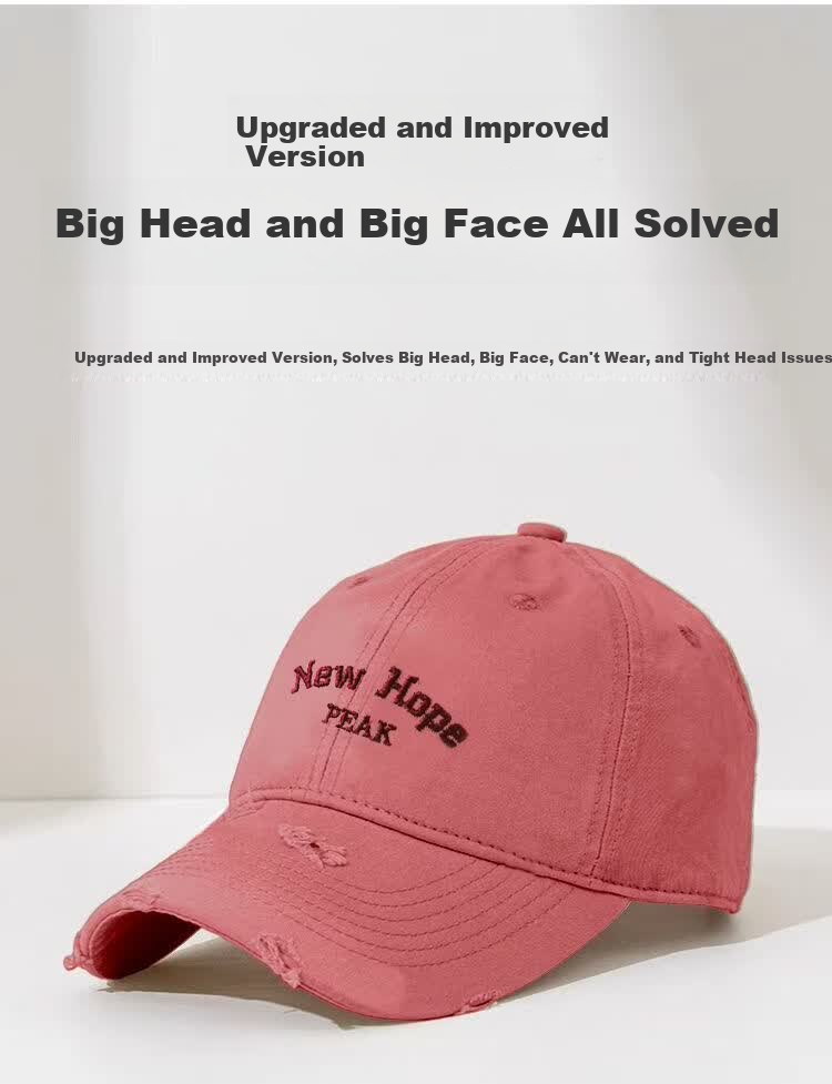 Peak Baseball Cap Small Face Large Head Circumference Distressed Vintage Style Wide Brim Outdoor Sun Protection Breathable Sports Hat 6