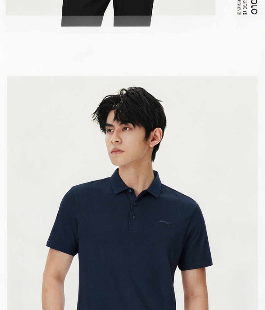 LI-NING Men's Polo Shirt Short Sleeve 2026 Summer New Cotton Breathable High-End Men's T-Shirt Sportswear 19