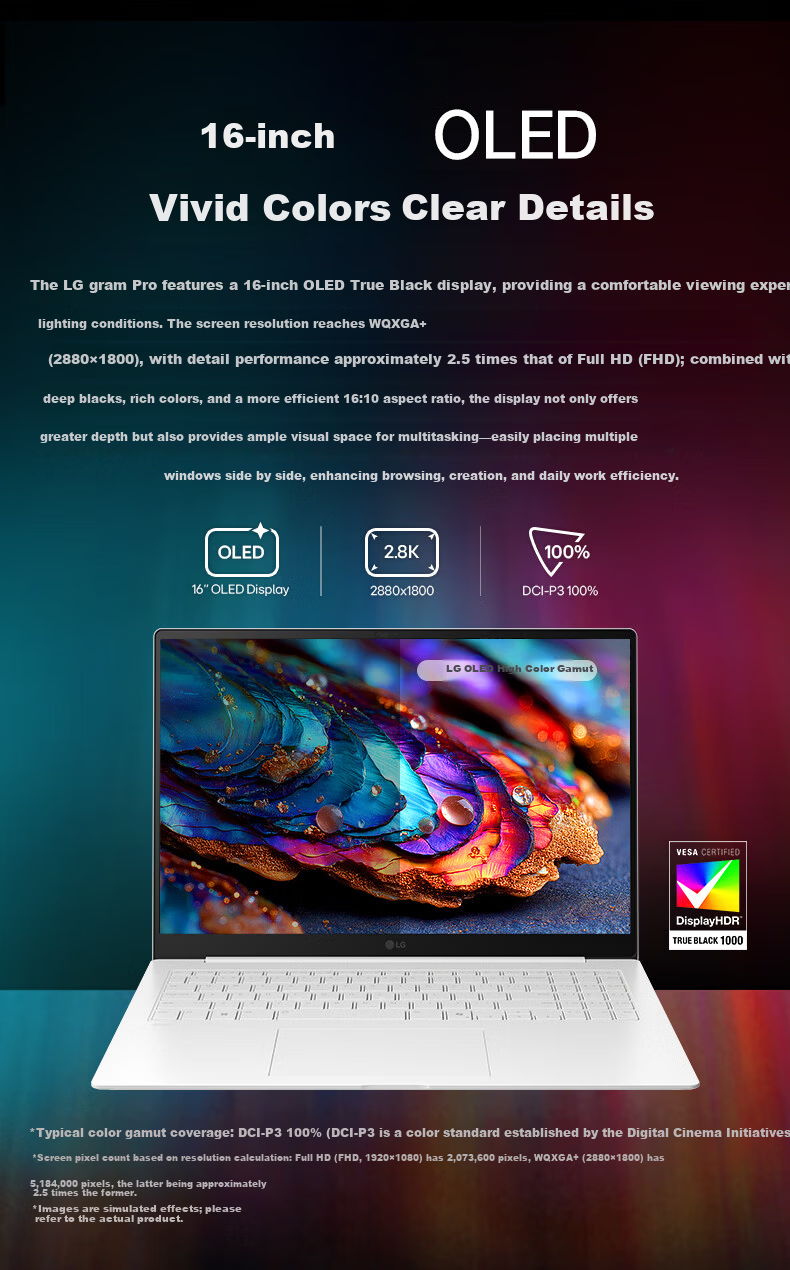 LG gramPro 2026 16-inch OLED Ultra Lightweight Laptop Aluminum Magnesium Alloy Long Battery Life Ultra X7 358H 32GB 1TB Silver 16Z90U-K.ALB9C 10