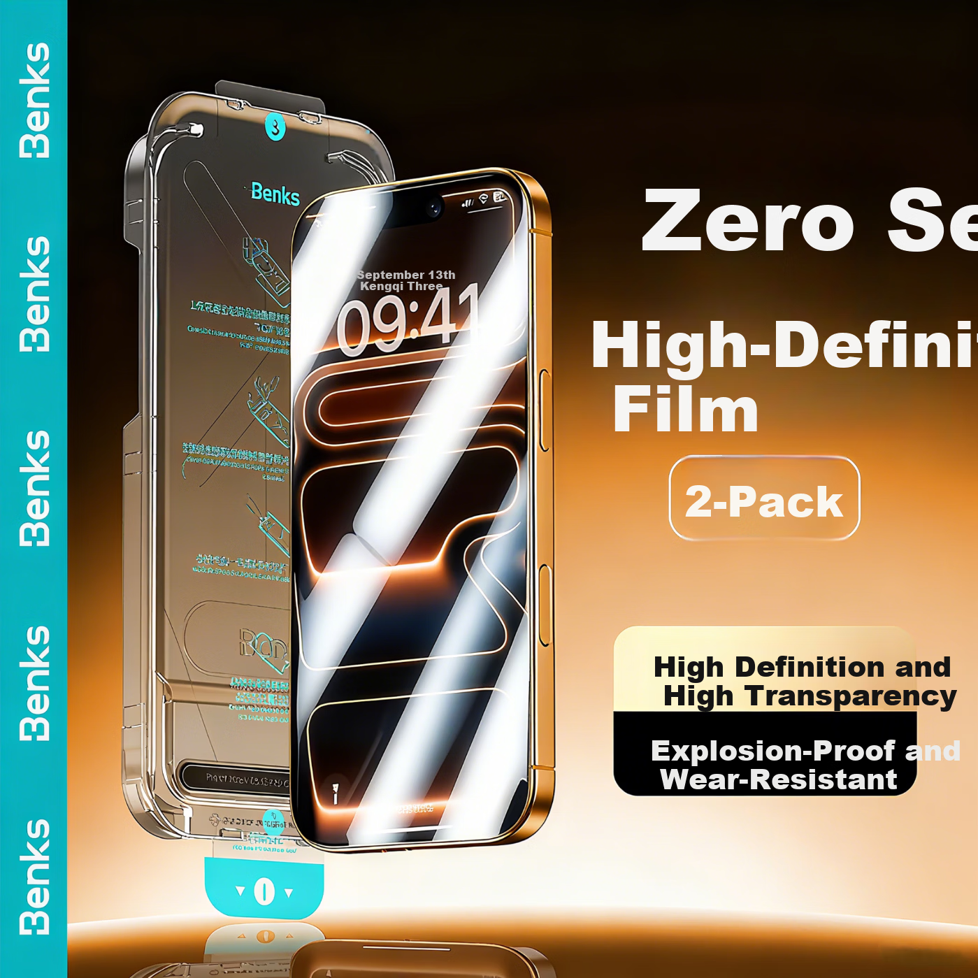 Benks iPhone 17 Pro Max Tempered Glass Screen Protector, Dustproof, Anti-Fingerprint, Ultra-Thin Full Coverage, HD 2-Pack