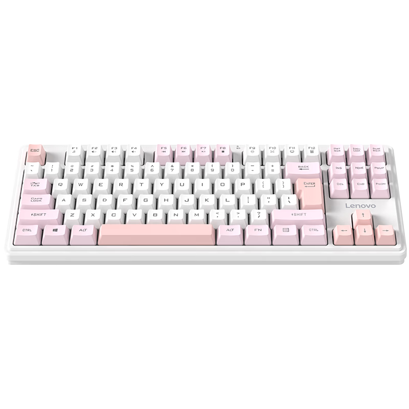 Lenovo Zhaoyang Yue 2.4G Wireless Keyboard 87-Key Compact Layout Mechanical Feel Business Office Portable Desktop Laptop Silent Keyboard Pink
