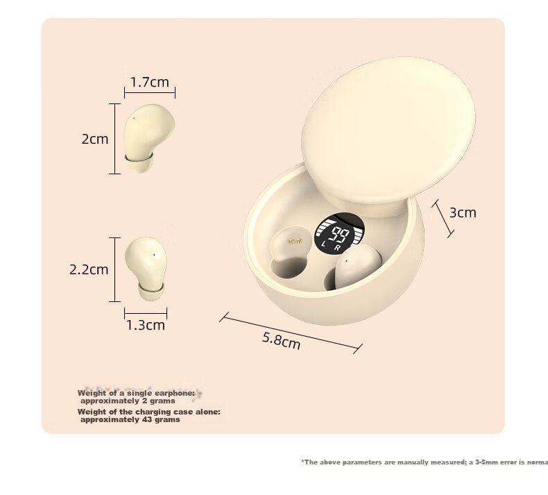 EZHK Mini Bluetooth Earbuds Invisible Hidden Work Earphones Ultra-Compact In-Ear 2mm Design for Discreet Use 10