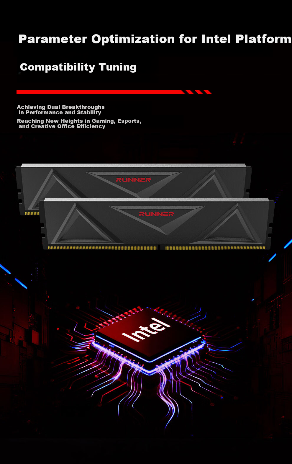 Runner 16GB DDR4 3200 Desktop RAM Intel Compatible Blue Heat Sink 3
