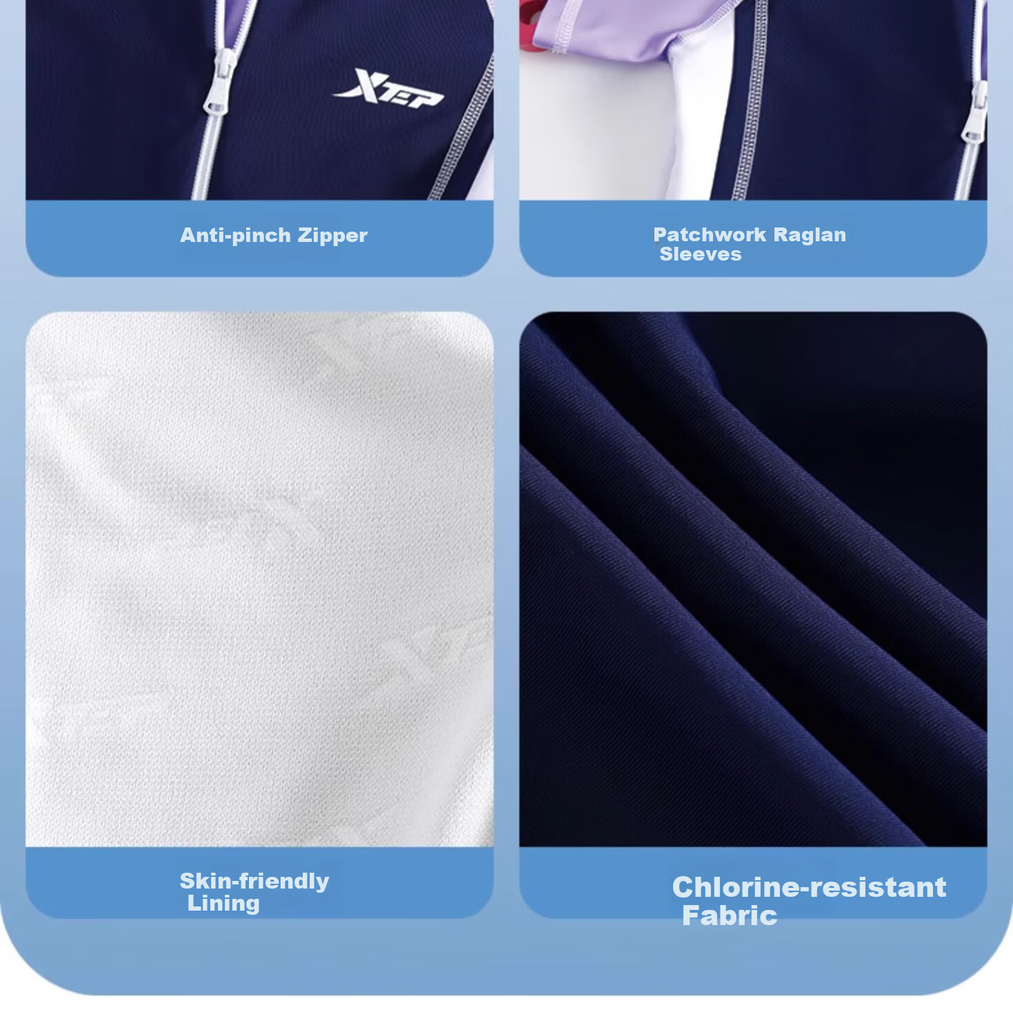 Xtep Kids Girls One-Piece Swimsuit Middle and High School Conservative Youth Fashion Comfortable Sports Training Swimwear 15
