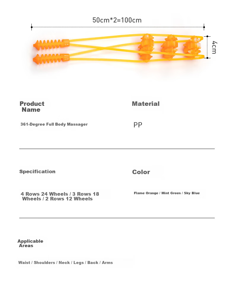 361° Back Strap Massager Shoulder Neck Spine Meridian Clearing Bead Roller Back Roller Self-Massage Device 12