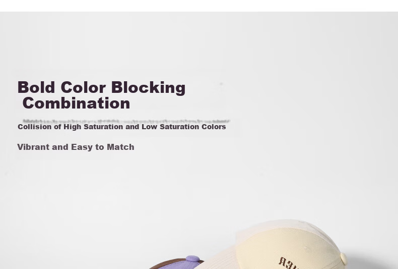 CACUSS Colorblock Baseball Cap for Women Spring New Letter Embroidered Vintage American Sunshade Slim Face Blue-Purple 11