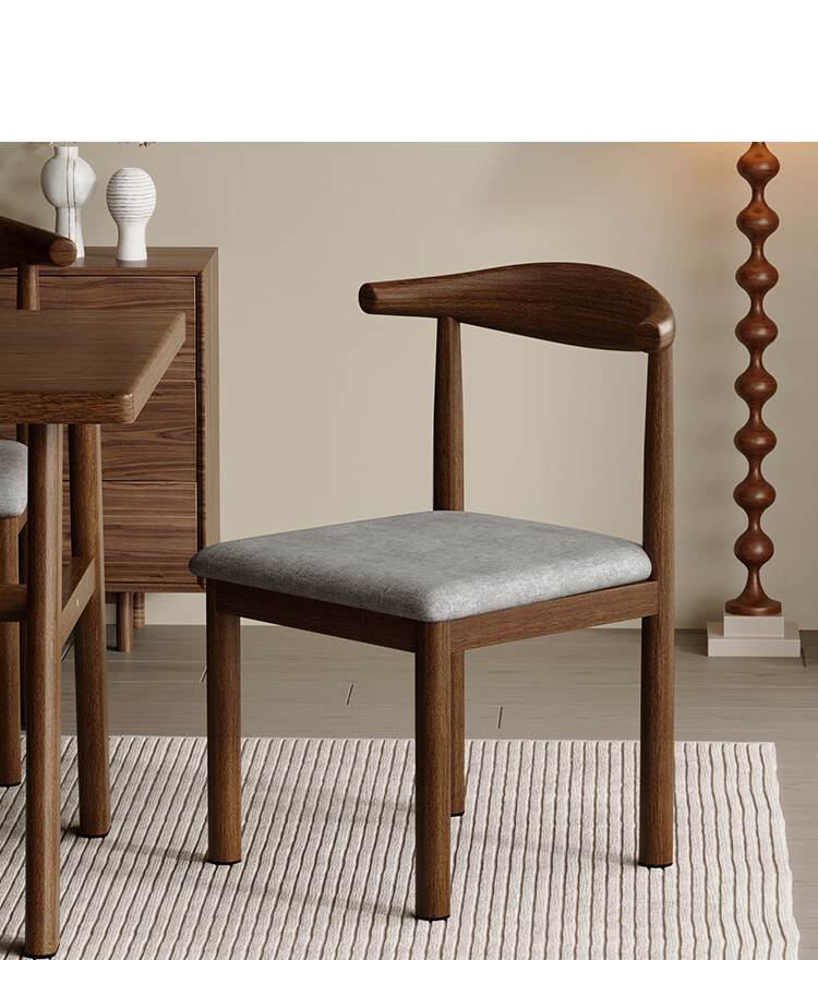 Yupin Dining Table and Chair Small Apartment Dining Table Imitation Wood Rental Apartment Restaurant Iron Bullhorn Dining Chair CY166 Natural Wood Color Single Piece 12