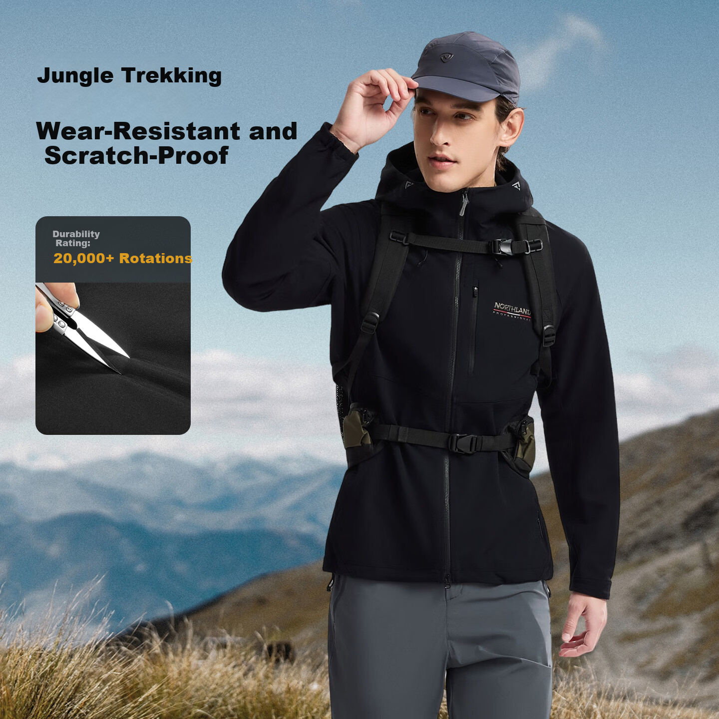 NORTHLAND Gangren 3.0 LT Men's Lightweight Softshell Jacket 2026 Spring Summer Outdoor Mountaineering Hiking Durable Stretch Thin Coat