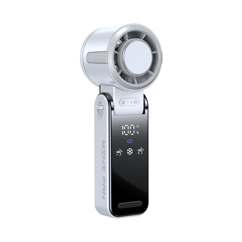 Tafic Semiconductor Cooling Mini Fan 26 New Handheld Portable Cooling Fan Rechargeable Long Battery Life (Mist White)