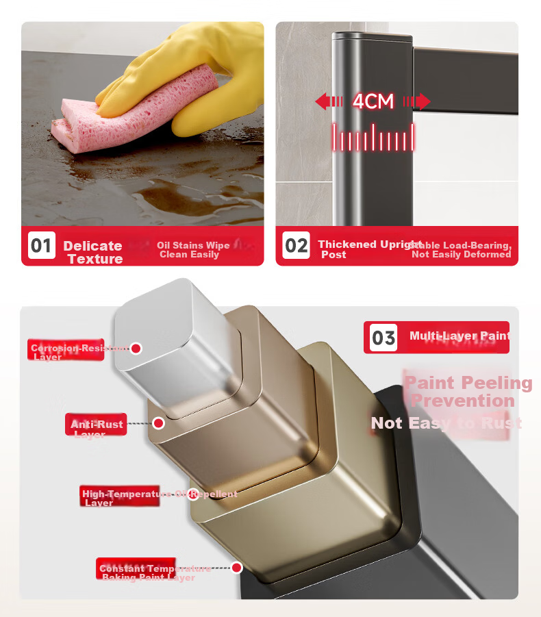 Meichu Kitchen Pull-Out Microwave Storage Rack Rice Cooker Oven Storage Rack Air Fryer Stand Utensil Organizer 5