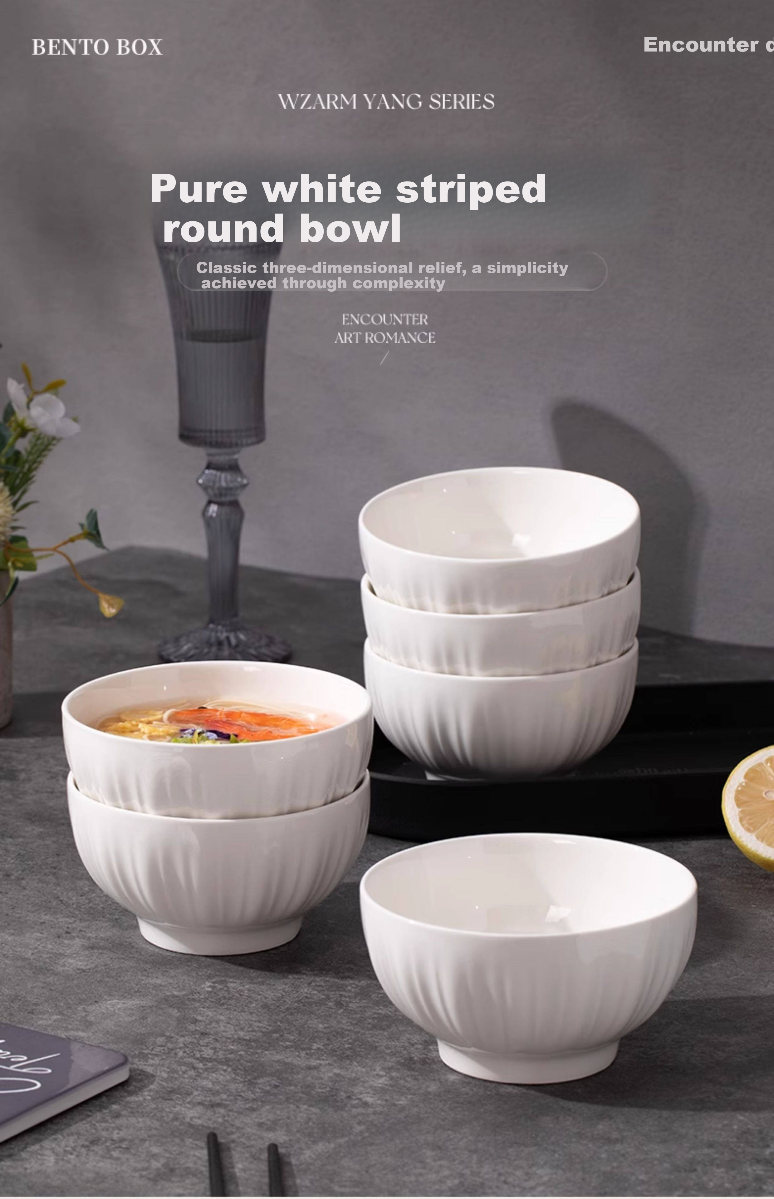 Jieyajie Ceramic Pure White Bowl Set 4.5 Inch Luxury Home Tableware 10-Piece Shengshi Pure White 1
