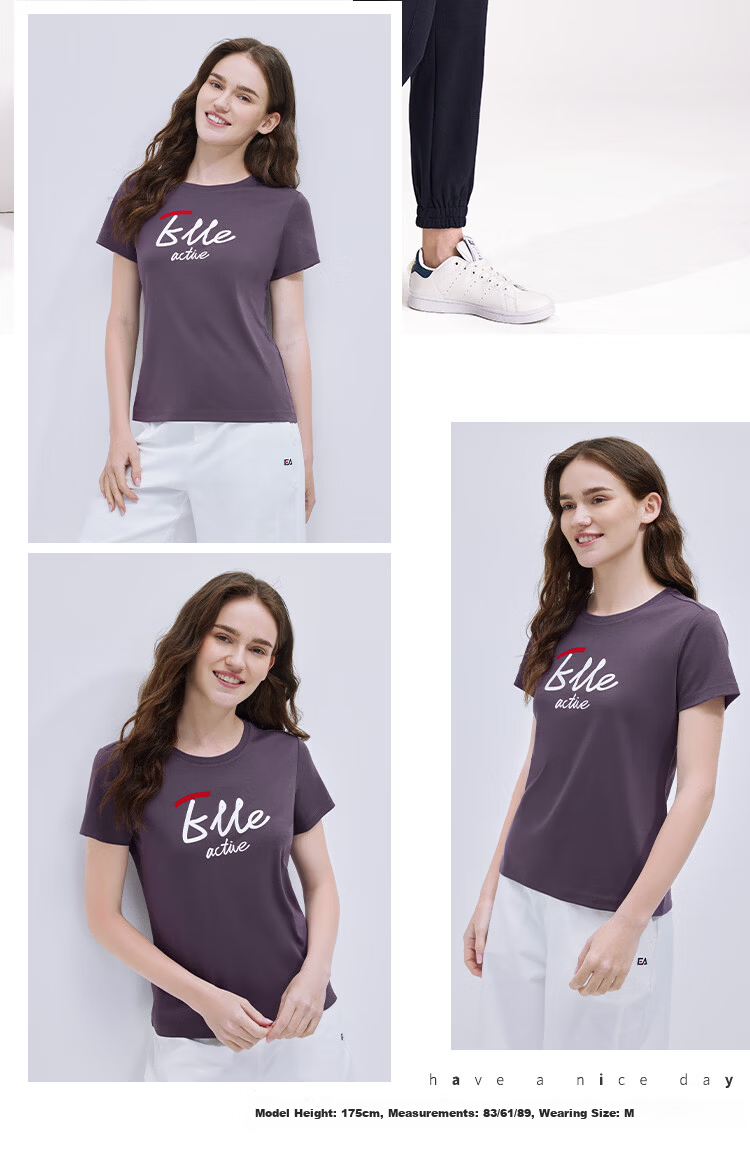 ELLE ACTIVE Fashion Versatile Antibacterial Short Sleeve T-Shirt Women Slim Fit High Cotton Content Summer New Round Neck Top Navy Blue XL 14