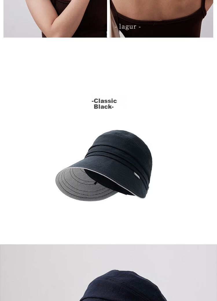 Lagur "Simple Japanese Style" Large Brim Cotton Bucket Hat with Ponytail Hole Sun Protection Foldable Sky Blue 19