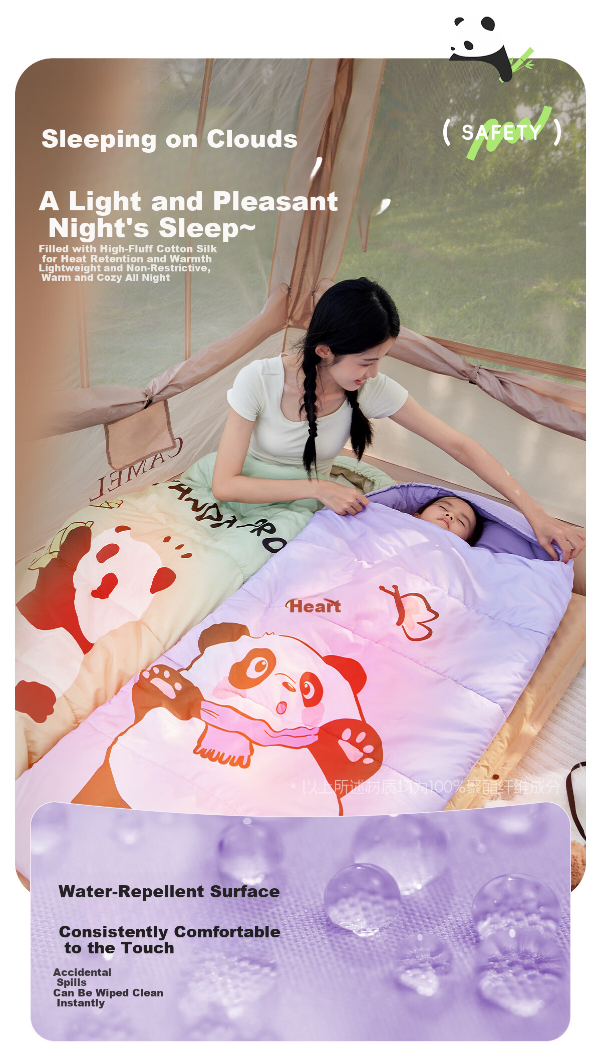 CAMEL Kids Sleeping Bag Student Nap Sleeping Bag Cold-Resistant Warm School Classroom Anti-Kick Quilt Winter Outdoor Camping 7