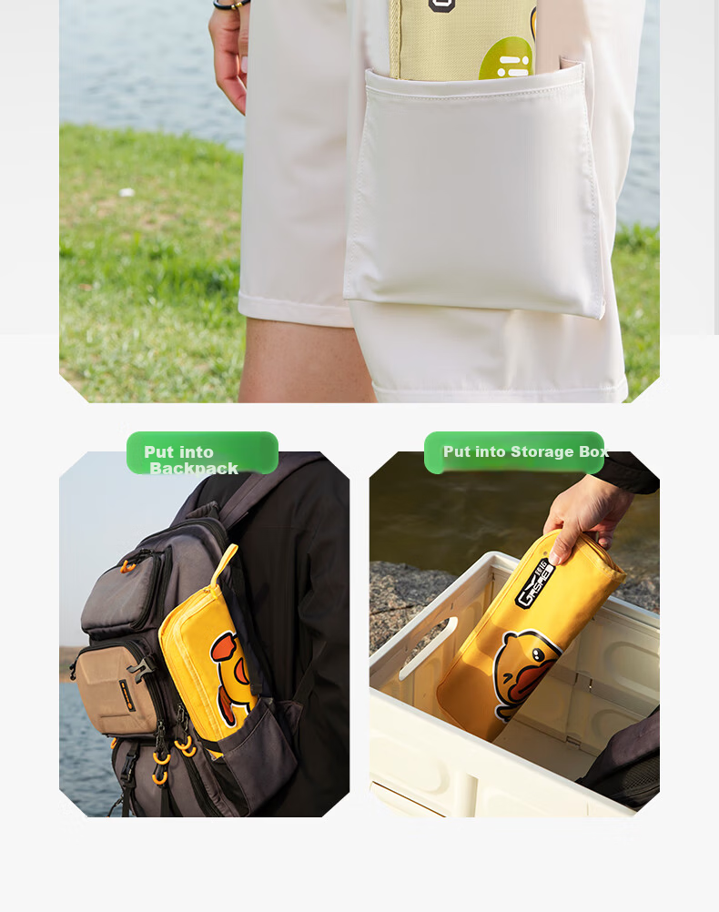 Grsaed Outdoor Folding Stool Portable Small Stool Storage Handbag Fishing Chair Pocket Folding Cartoon Dog Beige 10