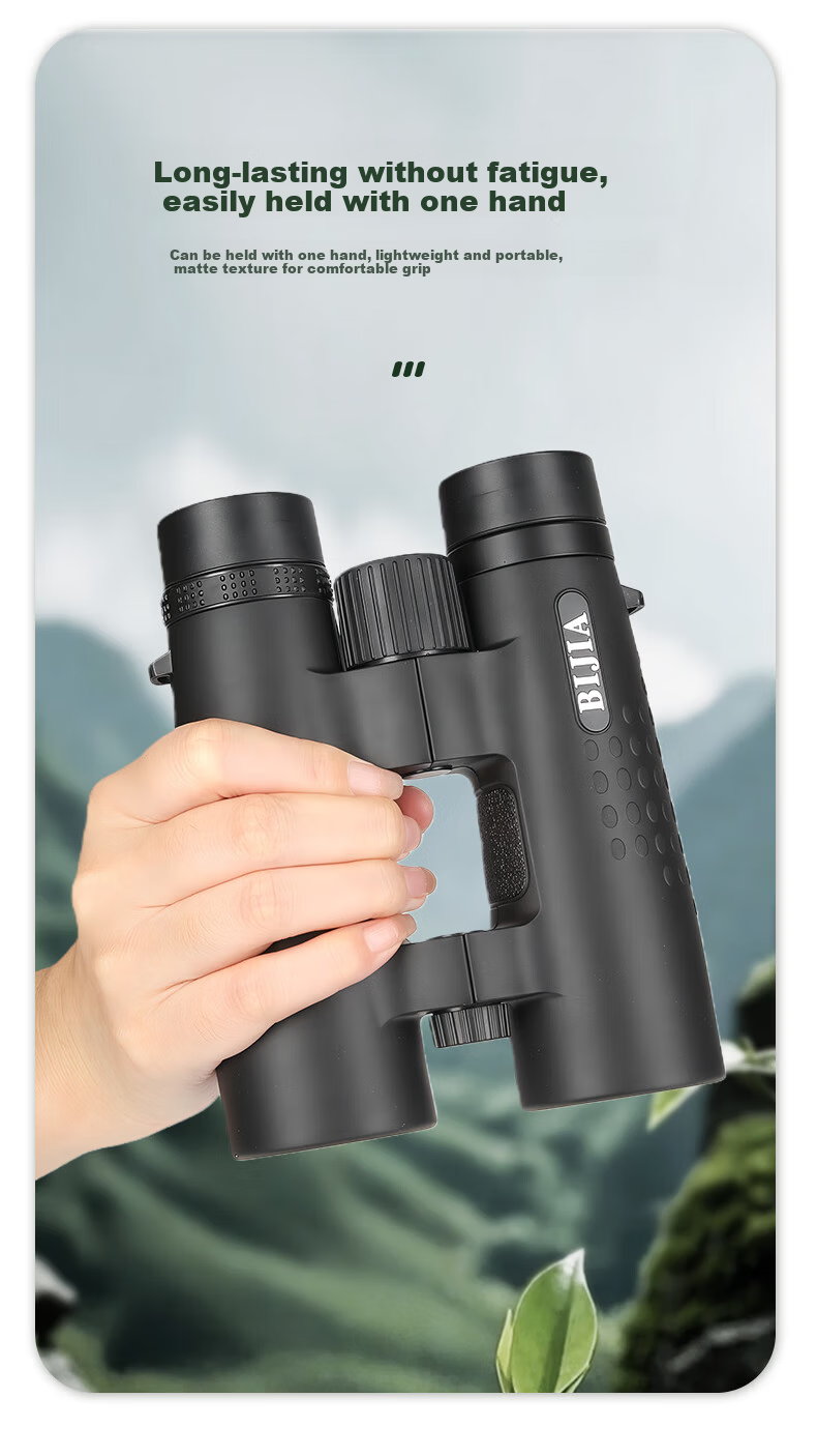 BIJIA 10X42 Purple Coated Multi-Functional Outdoor Multi-Layer Coated High-Definition High-Transparency Multi-Power Binoculars Anti-Slip Telescope 7