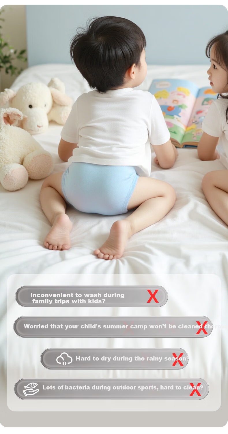 Grace Kids Disposable Cotton Boxer Briefs for Girls and Boys, Travel Portable Daily Use, Size S 4