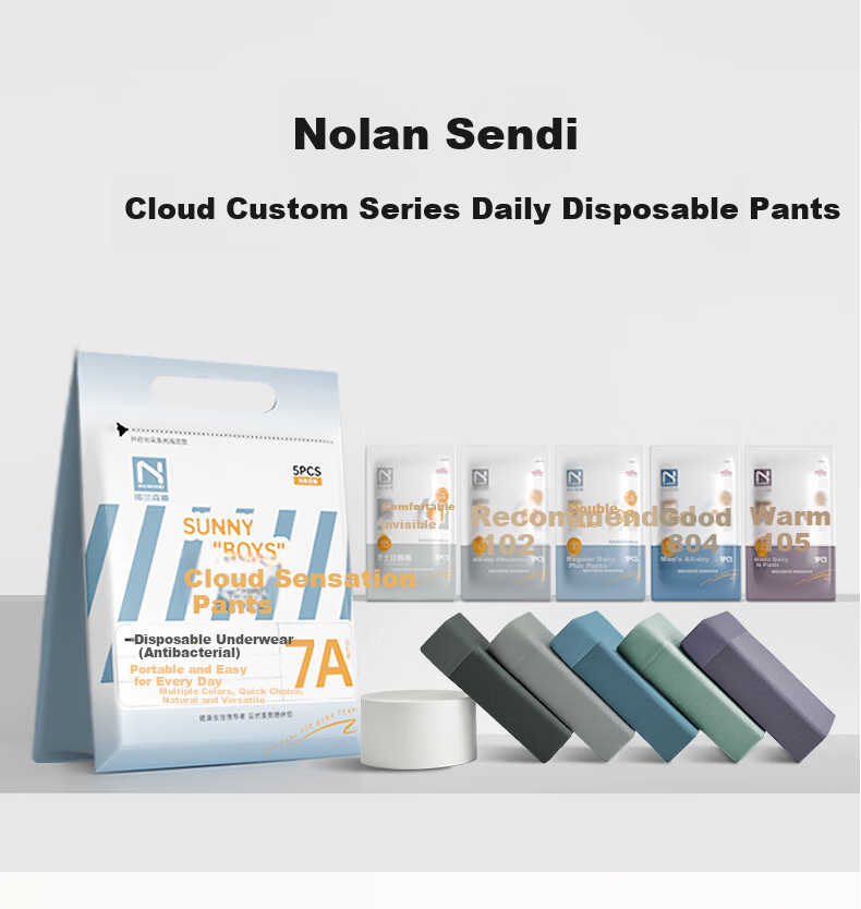 NolansenDi Men's Disposable Underwear EO Sterilized 100% Cotton 7A Antibacterial Travel Daily Use Boxer Briefs 5-Pack 2XL 12